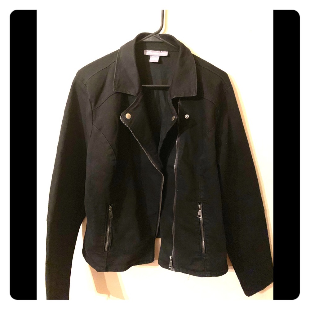 Black Denim stretch Moto Jacket